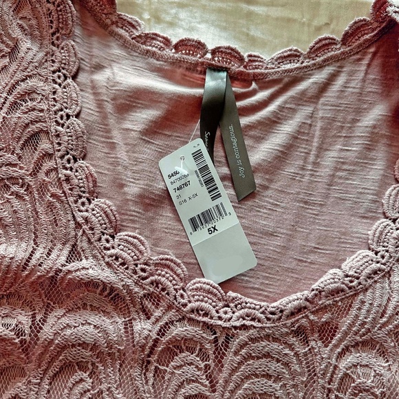 TOP, CROCHET, BLUSH PINK, SZ 5X, CAP SLEEVES, RELAXED FIT, PENNINGTONS, IN ORIGI - Picture 4 of 12